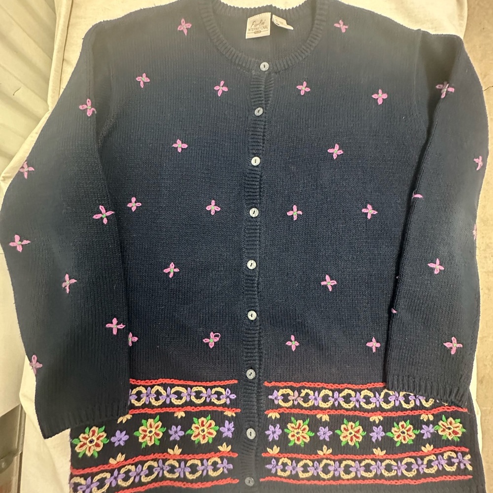 Vintage Fiorlini Cardigan Embroidered Cottagecore Knit BOHO 90s Artistic - Picture 17 of 17